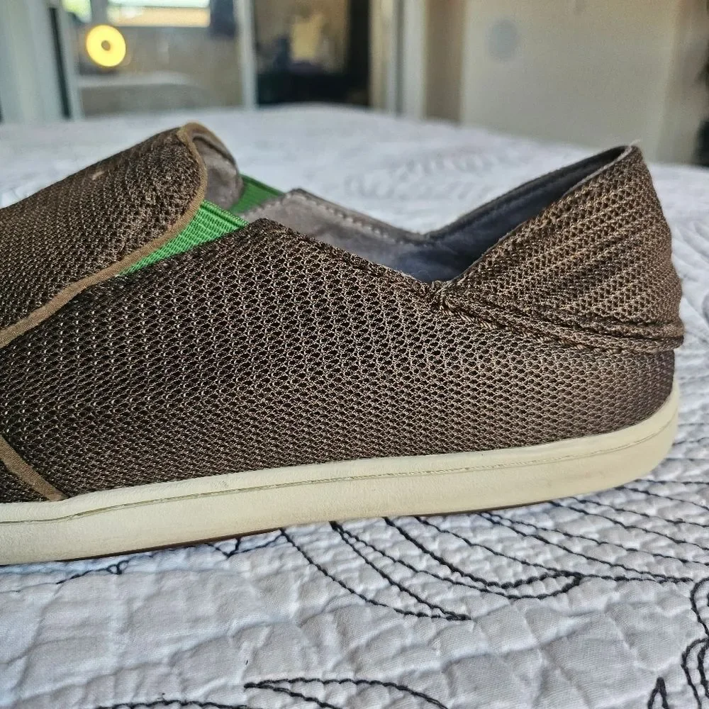 EUC Olukai Nohea Mesh Mustang Brown Slip on Men 9.5